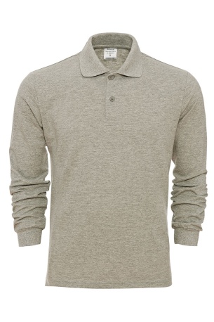Polo Yaka Uzun Kollu Sweatshirt Erkek Gri Melanj